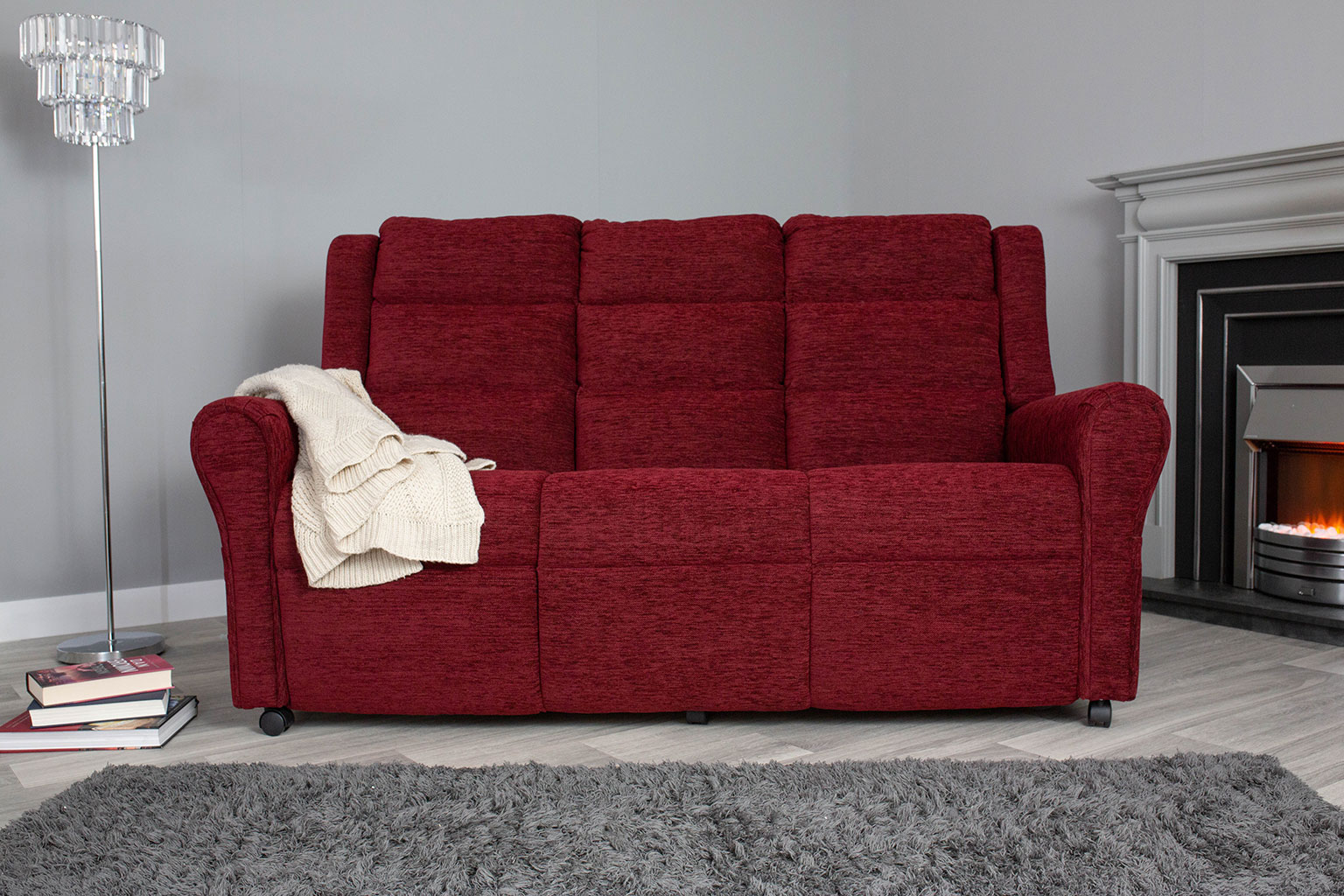 Stirling three-seater sofa in red fabric.